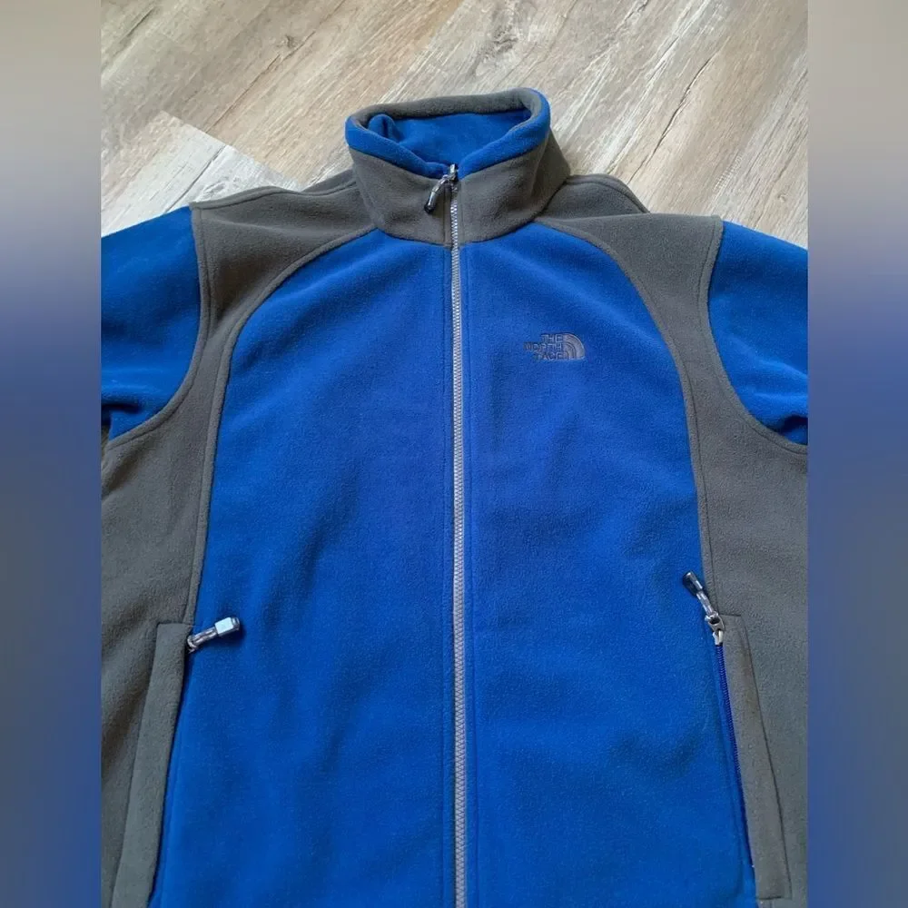 The North Face Full Zip Fleece Jacket Mens Size M Royal Blue Gray New